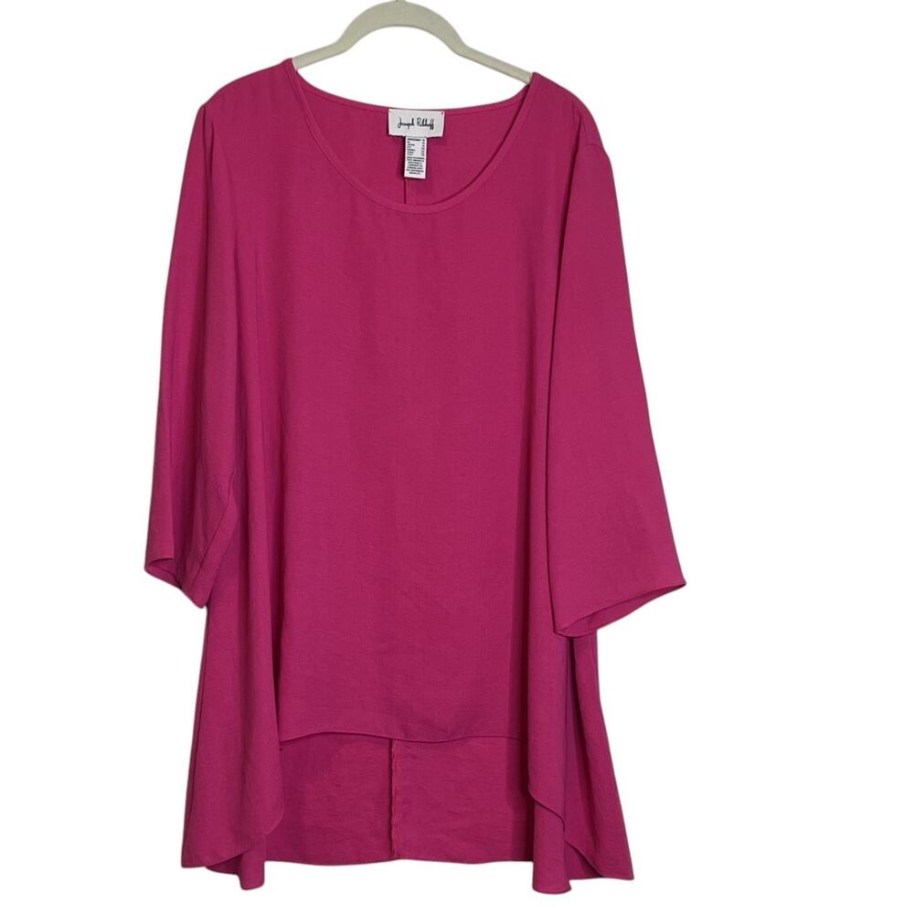 Joseph Ribkoff Tunic Top 12 Magenta Pink 3/4 Sleeve High Low Hemline